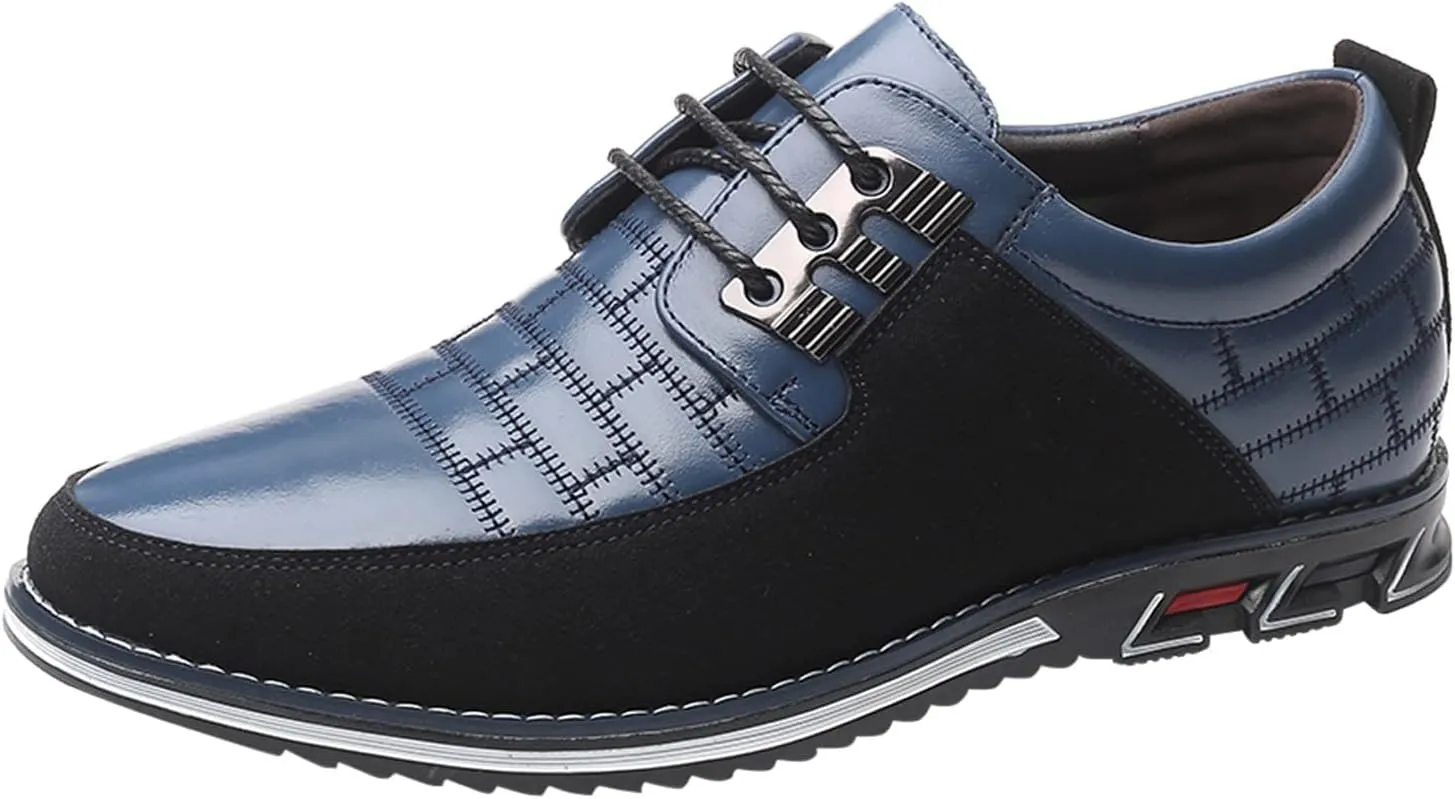 BORAMAX Men's Dress Shoes Lace-up Loafers Leather Oxford Classic Modern Business Driving Comfortable Dress Shoes for Men