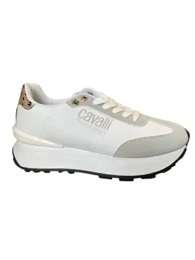 Cavalli Class Sport sneakers casual da donna con zeppa S00CW8638 100 bianco