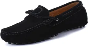 Easy to Put and Remove. Driving Moccasins Loafer Shoes for Men Genuine Leather Round Toe Stitching Details Suede Vamp Deck Shoes Lightweight Anti-Slip Flexible Casual for All Occasions