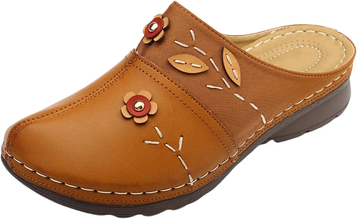 Kubbon Clogs Shoes for Women Comfortable Closed Toe Clog Lightweight Slip On Flower Sandals Antil Slip Beach Sandals Arch Support Slippers Beach Shoes