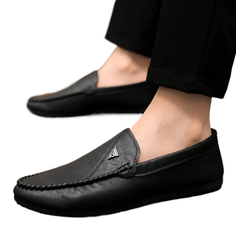 Lazy comfortable one-pedal loafers non-slip men's shoes British spring dress single shoes Wenzhou leather shoes business breathable