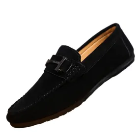 Loafers single shoes low top round head lazy shoes men's 2024 comfortable handmade leather shoes soft sole casual one pedal