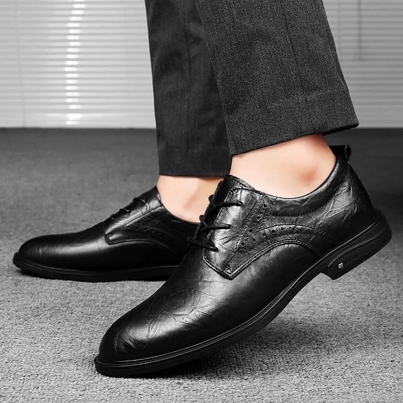 Men's Business Casual Dress Shoes Italy Classic Wingtip Lace-Up Brogues Modern Formal Leather Oxfords