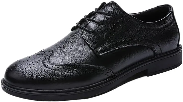 Men's Business Casual Dress Shoes Italy Classic Wingtip Lace-Up Brogues Modern Formal Leather Oxfords