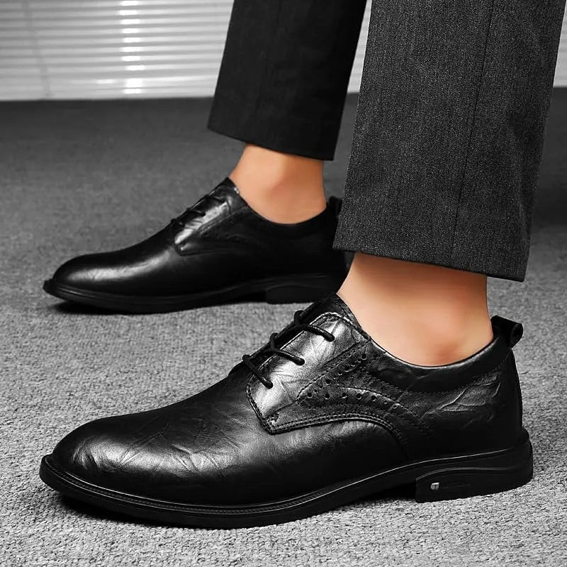 Men's Business Casual Dress Shoes Italy Classic Wingtip Lace-Up Brogues Modern Formal Leather Oxfords