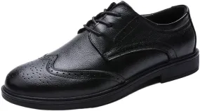Men's Business Casual Dress Shoes Italy Classic Wingtip Lace-Up Brogues Modern Formal Leather Oxfords