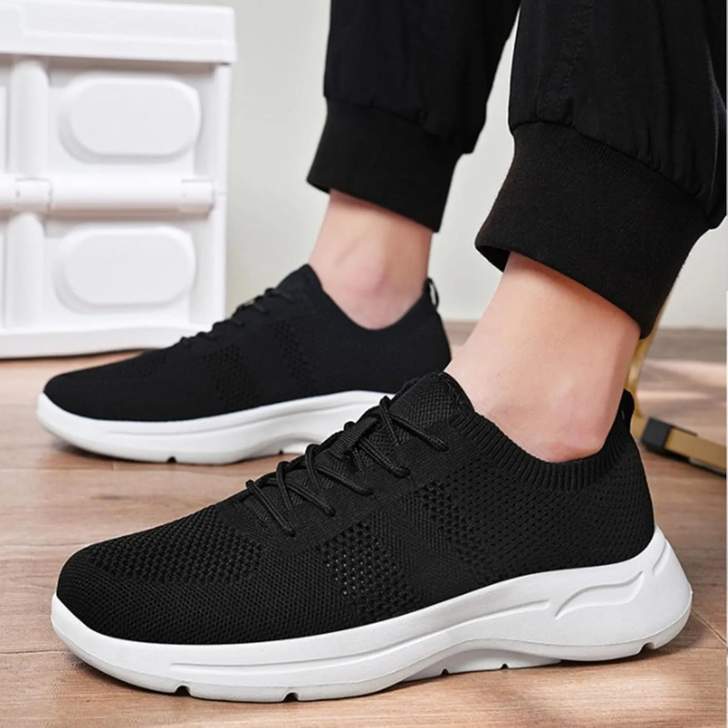 Mens Dress Shoes Casual Oxfords Shoes Knit Lightweight Womens Running Shoes Walking Casual Shoes Trendy Men Shoes Sneakers Black Tennis Shoe Loafers Shoe