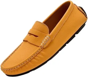 Men's Loafers - Round Toe Solid Color Faux Leather Loafers, Flexible Lightweight Comfortable Slip-Ons for Driving, Casual, and Wedding Wear