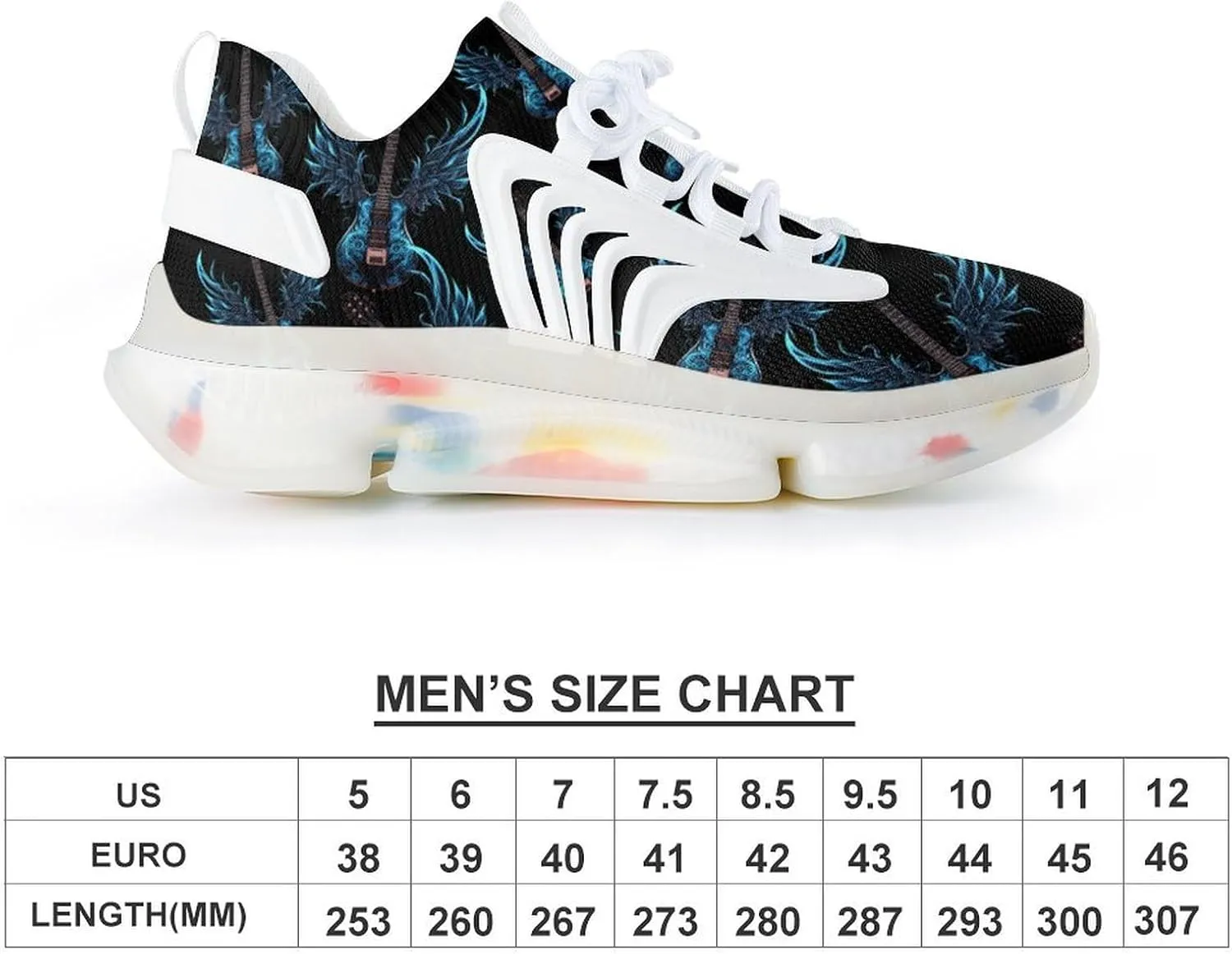 Rock Guitar Wings Mens Sneakers Running Shoes Lightweight Athletic Shoes for Jogging Walking Gym