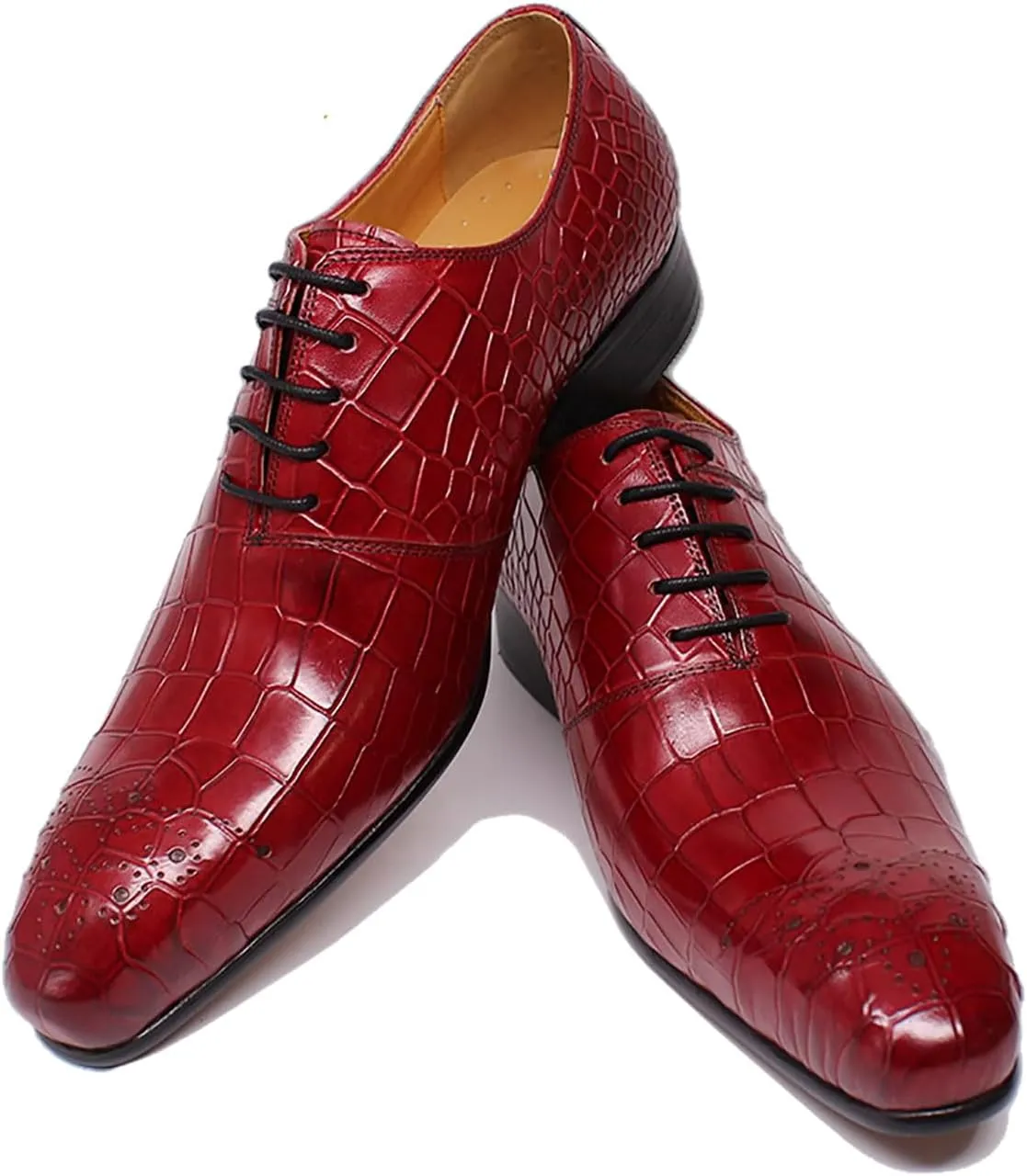 Santimon Men's Fashion Classic Genuine Leather Handmade Brogues Oxfords Dress Formal Tuxedo Derby Shoes
