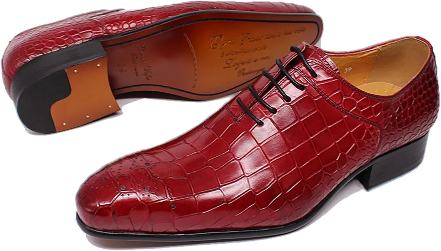 Santimon Men's Fashion Classic Genuine Leather Handmade Brogues Oxfords Dress Formal Tuxedo Derby Shoes