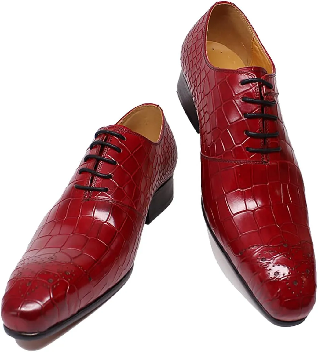 Santimon Men's Fashion Classic Genuine Leather Handmade Brogues Oxfords Dress Formal Tuxedo Derby Shoes