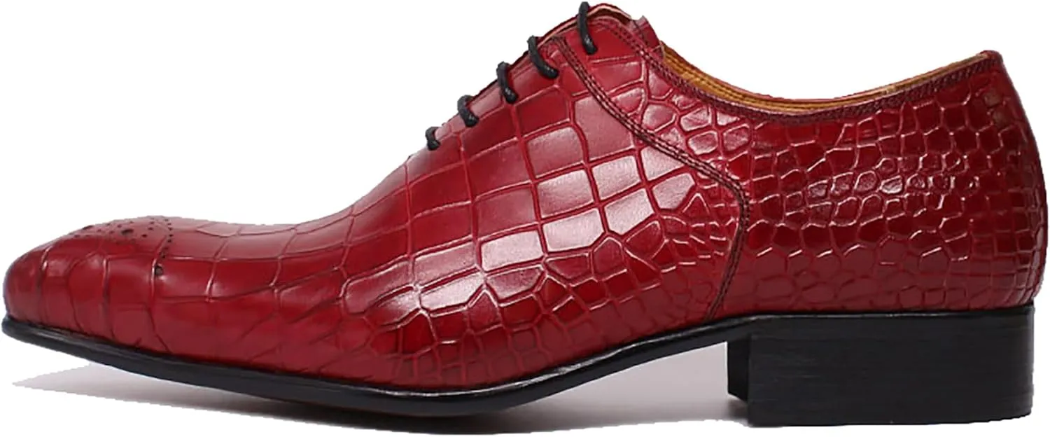 Santimon Men's Fashion Classic Genuine Leather Handmade Brogues Oxfords Dress Formal Tuxedo Derby Shoes