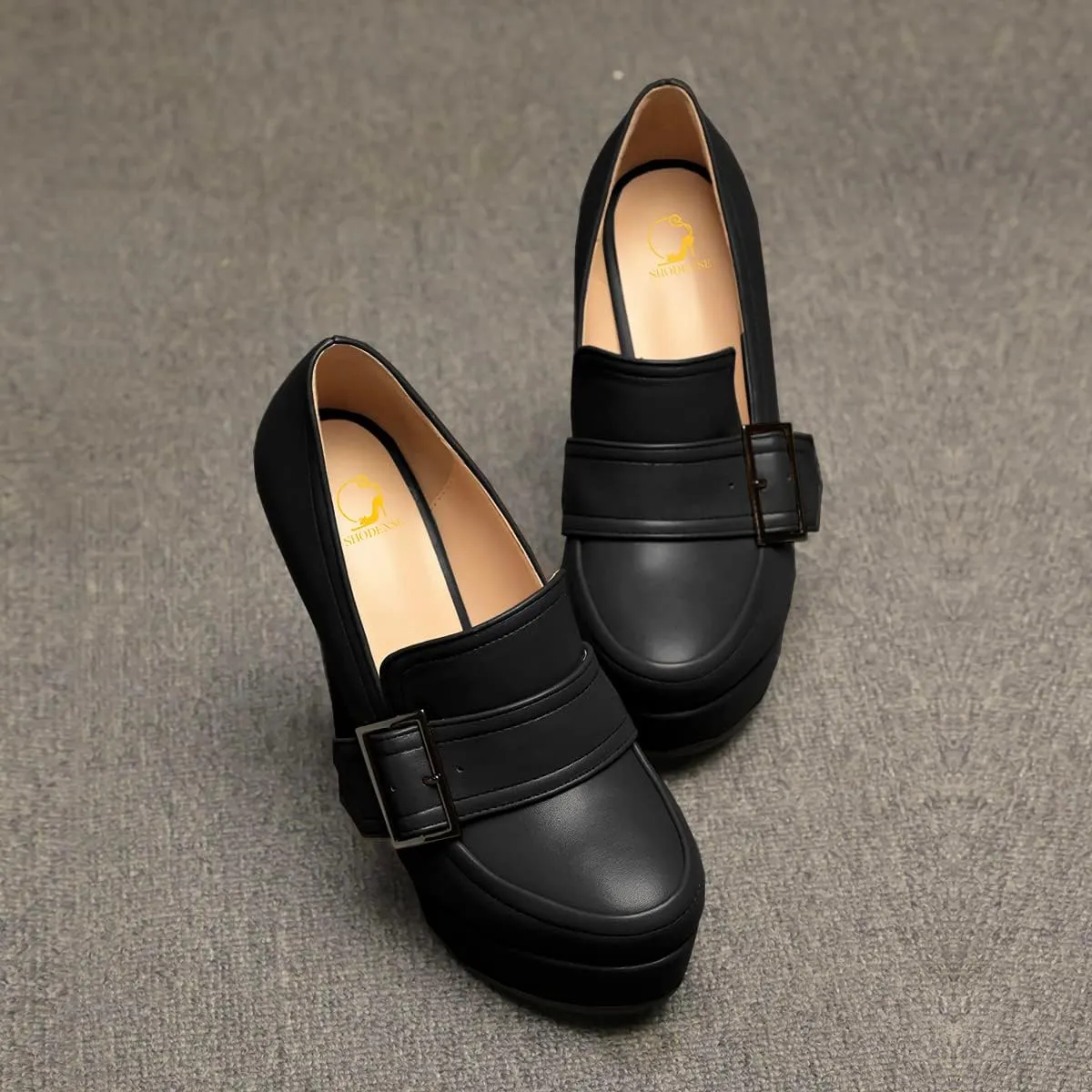 SHODENSE Women Vintage Chunky Platform Loafers Pumps Tassel Round Closed Toe Slip On Suede Block High Heel Dress Loafer Shoes Buckle Strap Oxford Loafers Fringe Pump Dressy Chic Sexy Y2k 4-11 M US