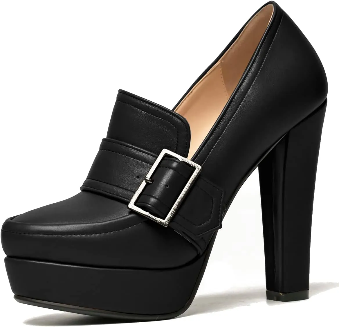 SHODENSE Women Vintage Chunky Platform Loafers Pumps Tassel Round Closed Toe Slip On Suede Block High Heel Dress Loafer Shoes Buckle Strap Oxford Loafers Fringe Pump Dressy Chic Sexy Y2k 4-11 M US