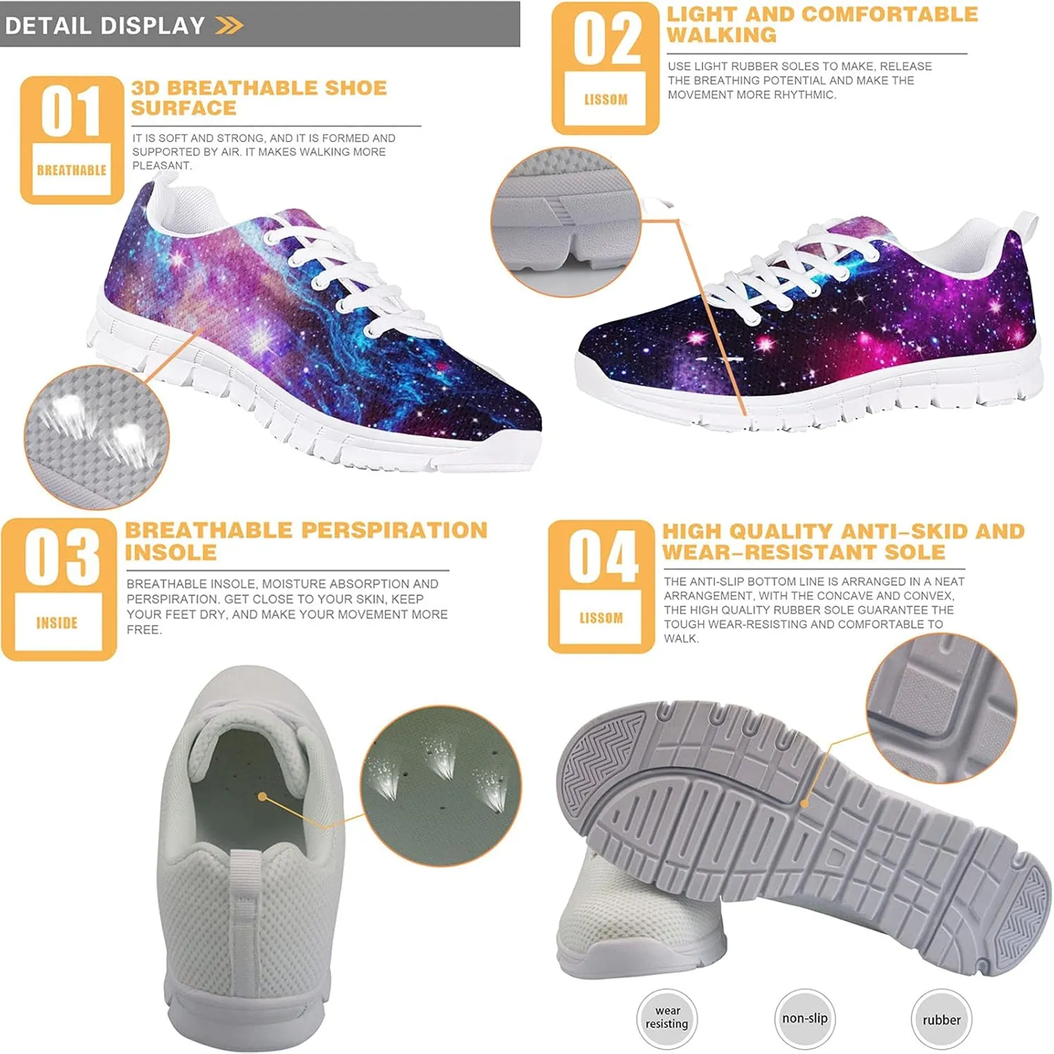 Wanyint Print Women's Sneakers Work Running Comfortable Jogging Shoes Lace-up Shoes