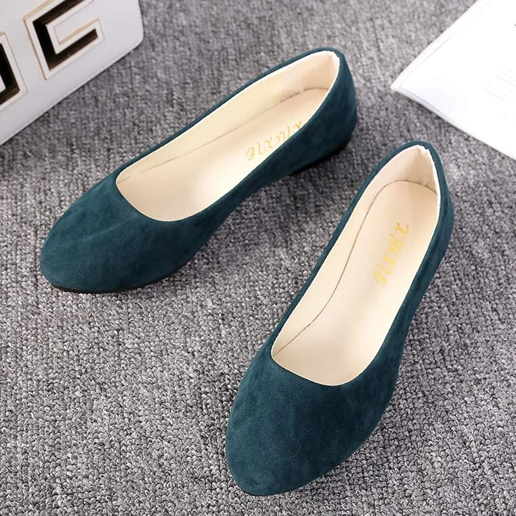 Women Girls Solid Big Size Slip On Flat Shallow Comfort Casual Single Shoes Shoes Casual Boots, 6.5