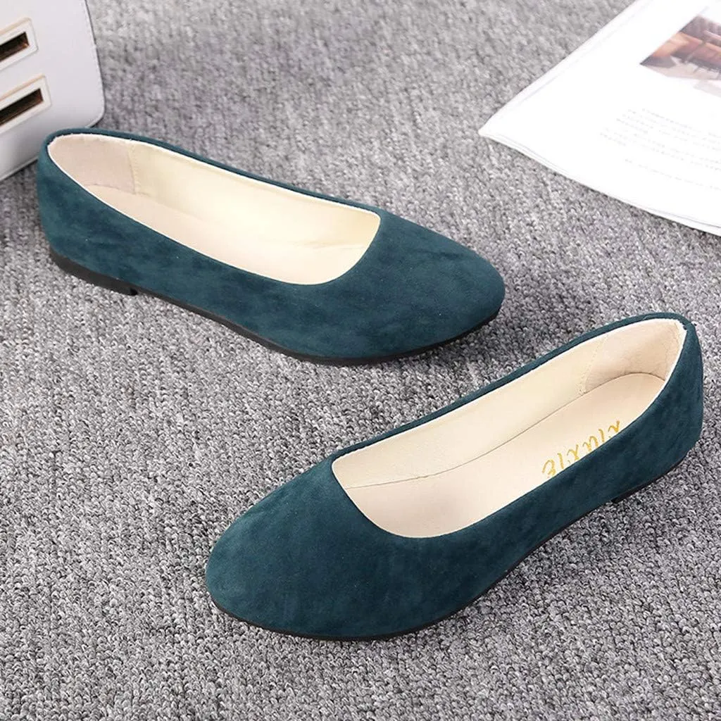 Women Girls Solid Big Size Slip On Flat Shallow Comfort Casual Single Shoes Shoes Casual Boots, 6.5