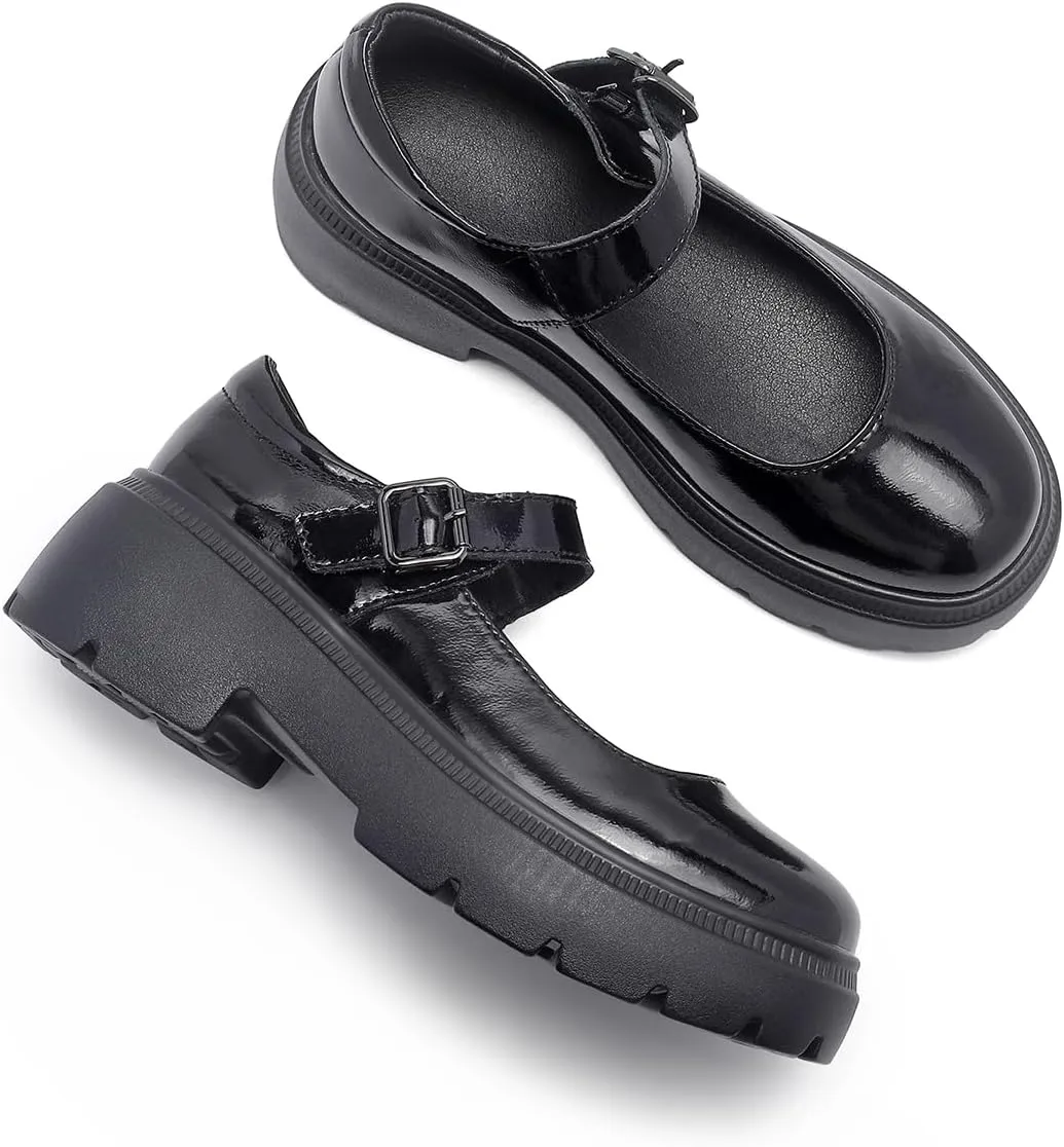 Womens Mary Jane Shoes Round Toe Ankle Buckle Strap Chunky Heel Platform Pumps Comfortable for Casual Dressy Party Work Oxfords